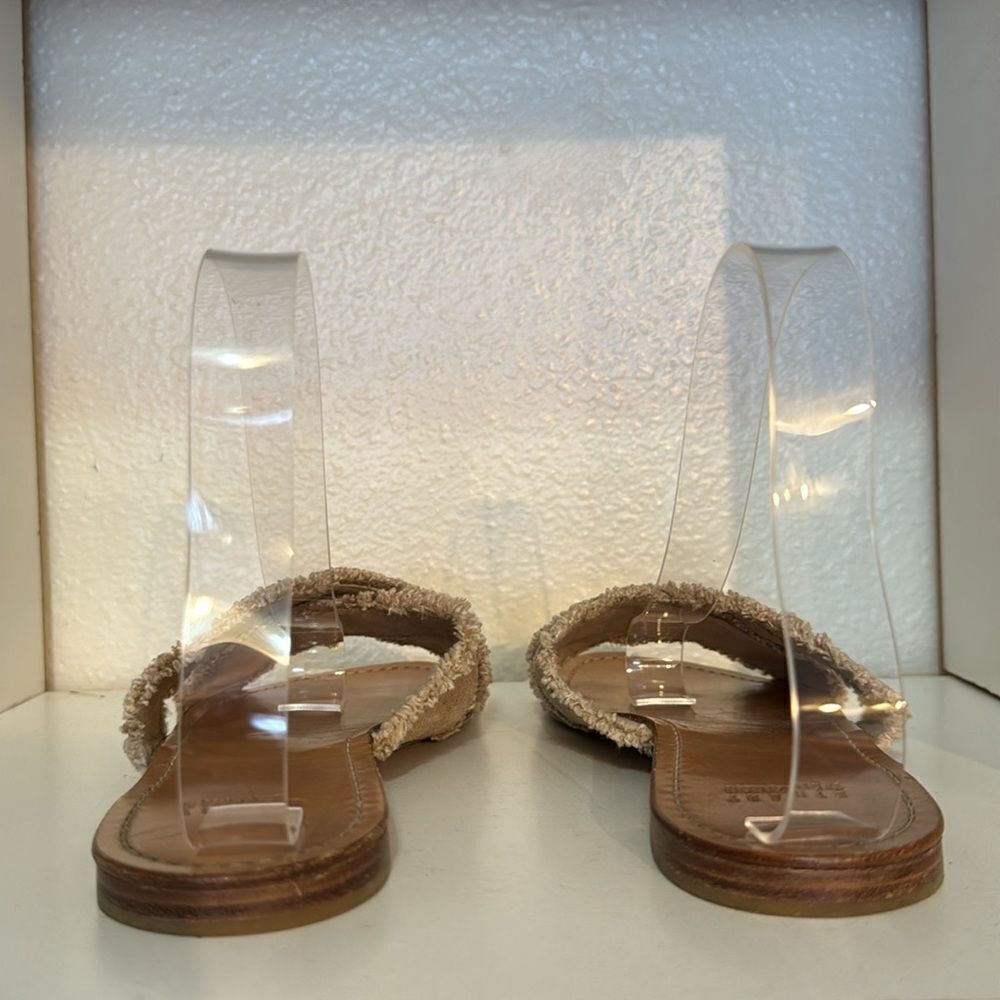 Stuart Weitzman Suede Crossover Slide Sandals Tau… - image 3